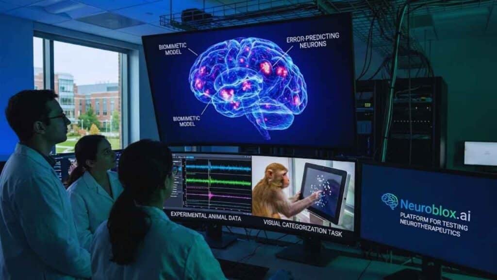 Biomimetic Brain Model Reveals Error-Predicting Neurons