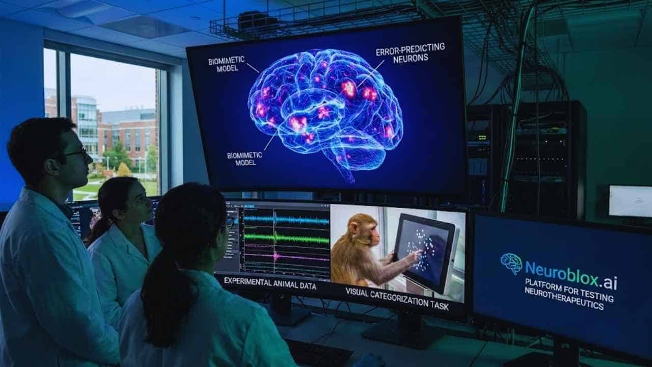 Biomimetic Brain Model Reveals Error-Predicting Neurons