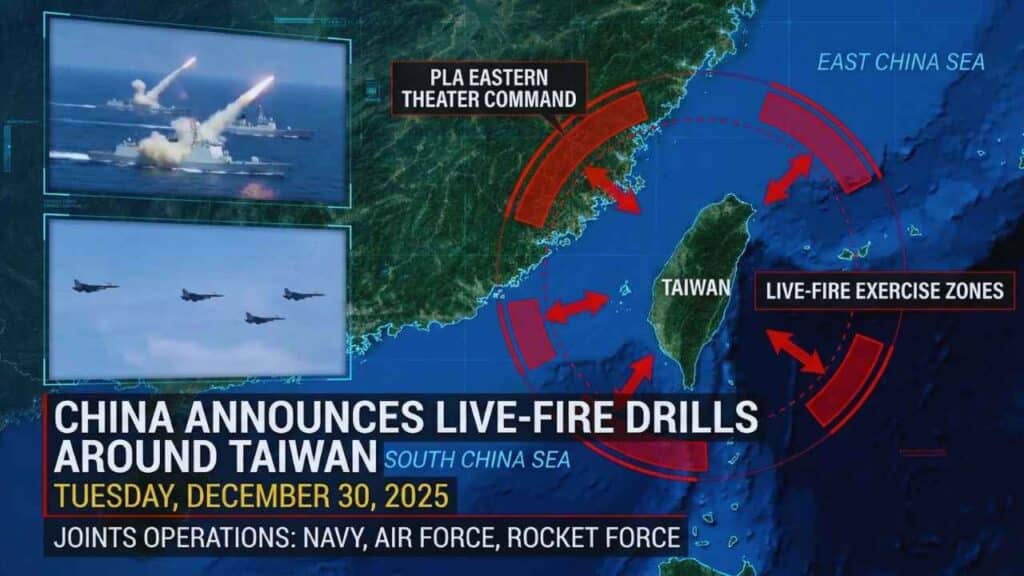 China live fire drills around Taiwan