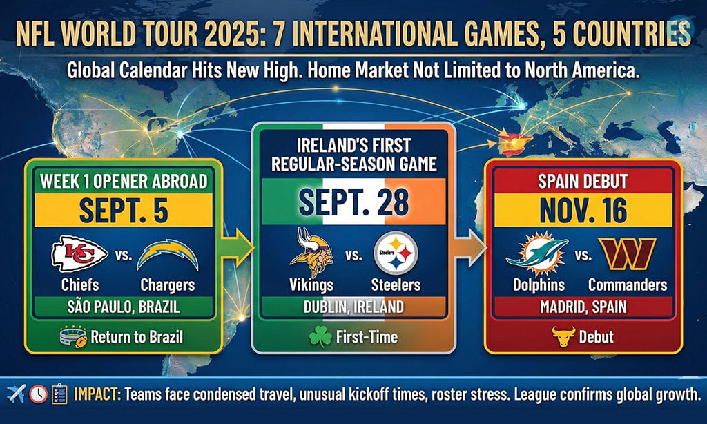 The world tour expanded- seven international games, five countries