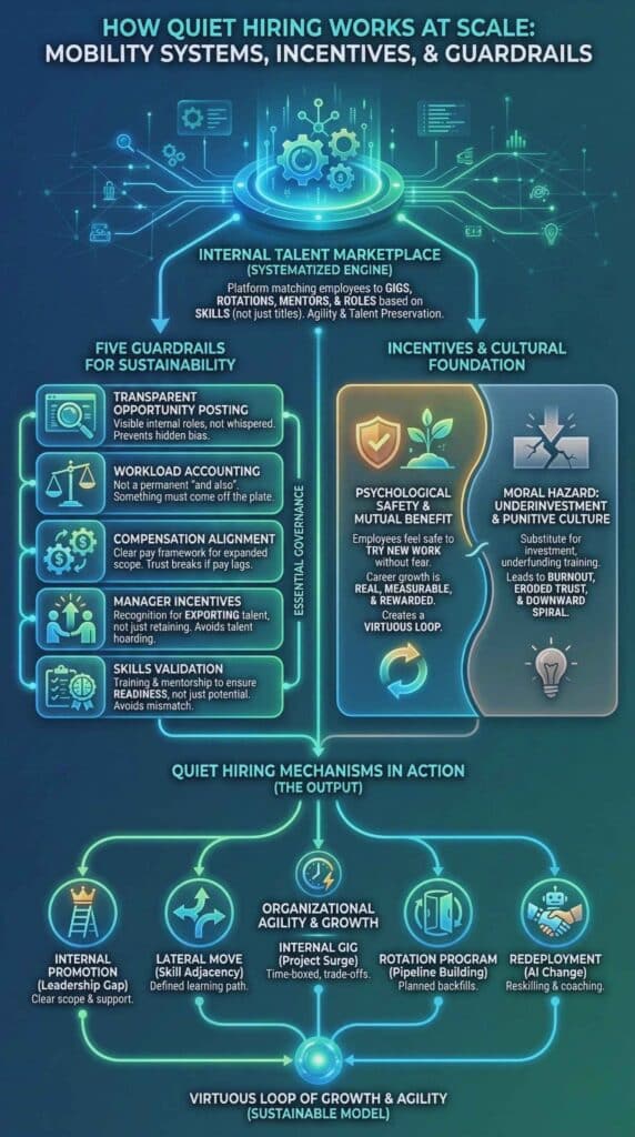 How Quiet Hiring Works At Scale: Mobility Systems, Incentives, And Guardrails?