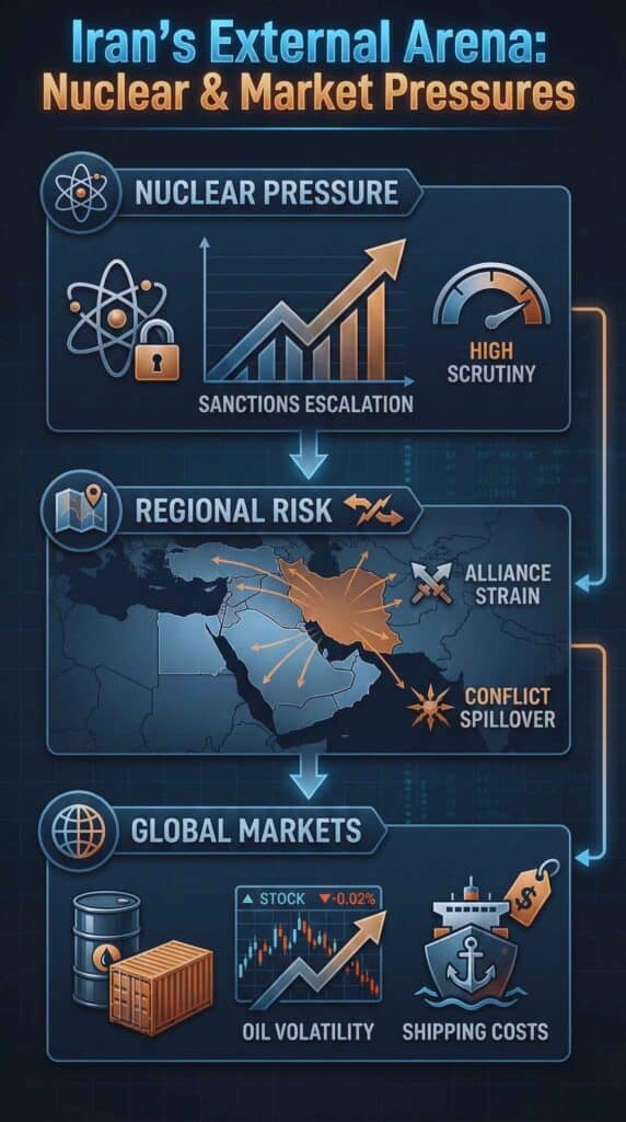 The External Arena: Nuclear Pressure, Regional Risk, And Markets