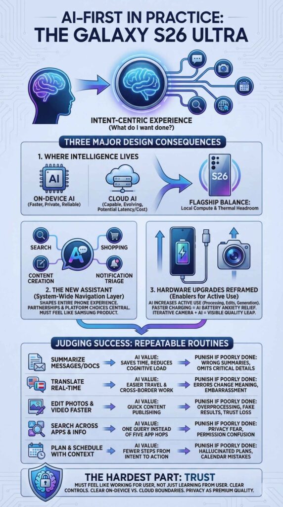 What “AI-First” Means In Practice For The Galaxy S26 Ultra?