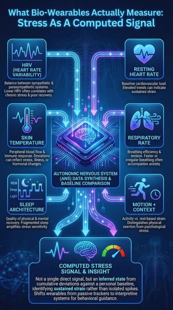 What Bio-Wearables Actually Measure: Stress As A Computed Signal?