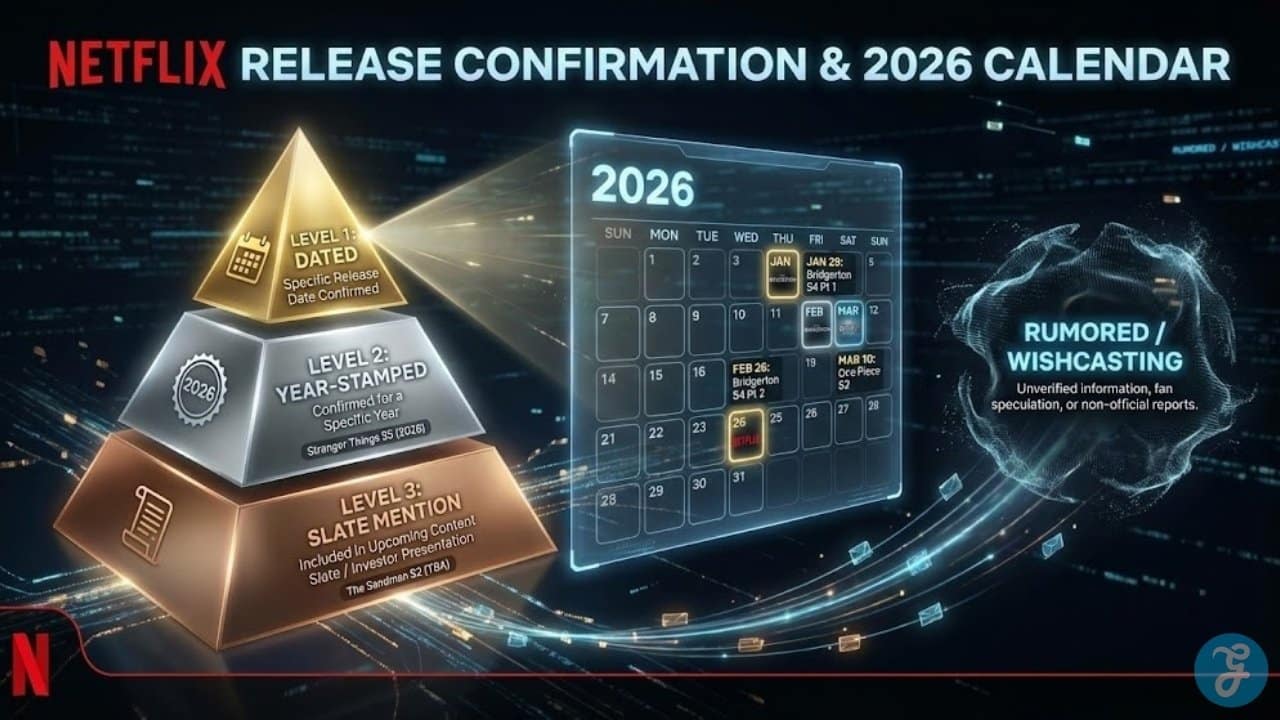 Calendar graphic highlighting confirmed 2026 release dates for Bridgerton Season 4 and One Piece Season 2.