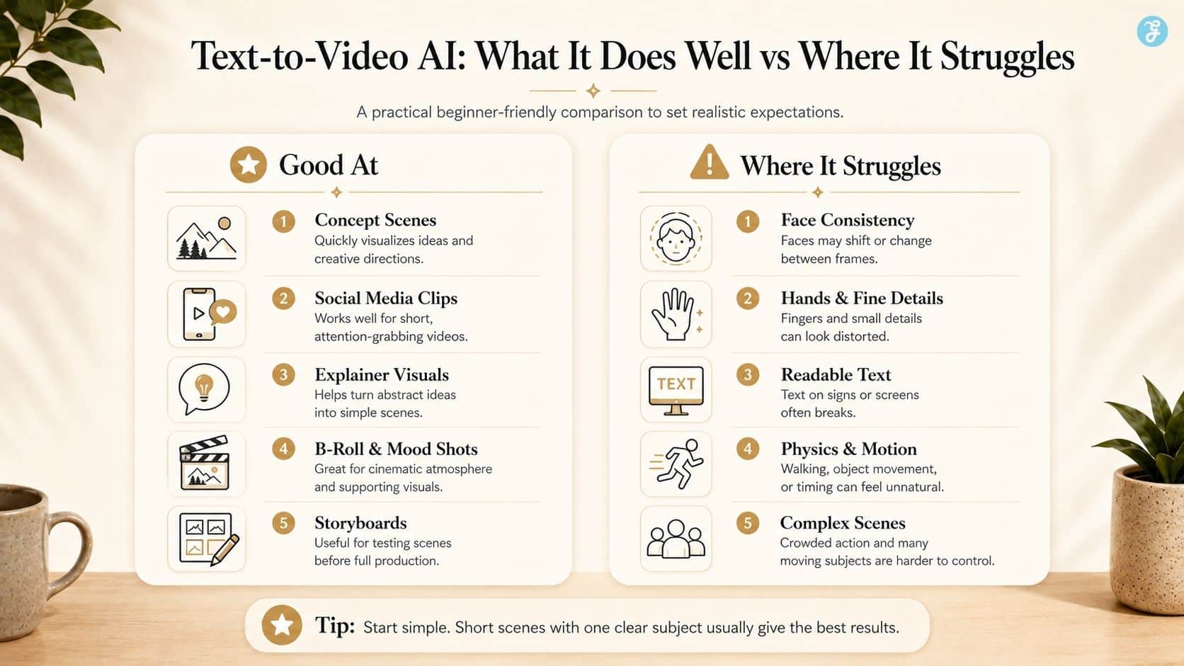 Text-to-video AI strengths and limitations for beginners