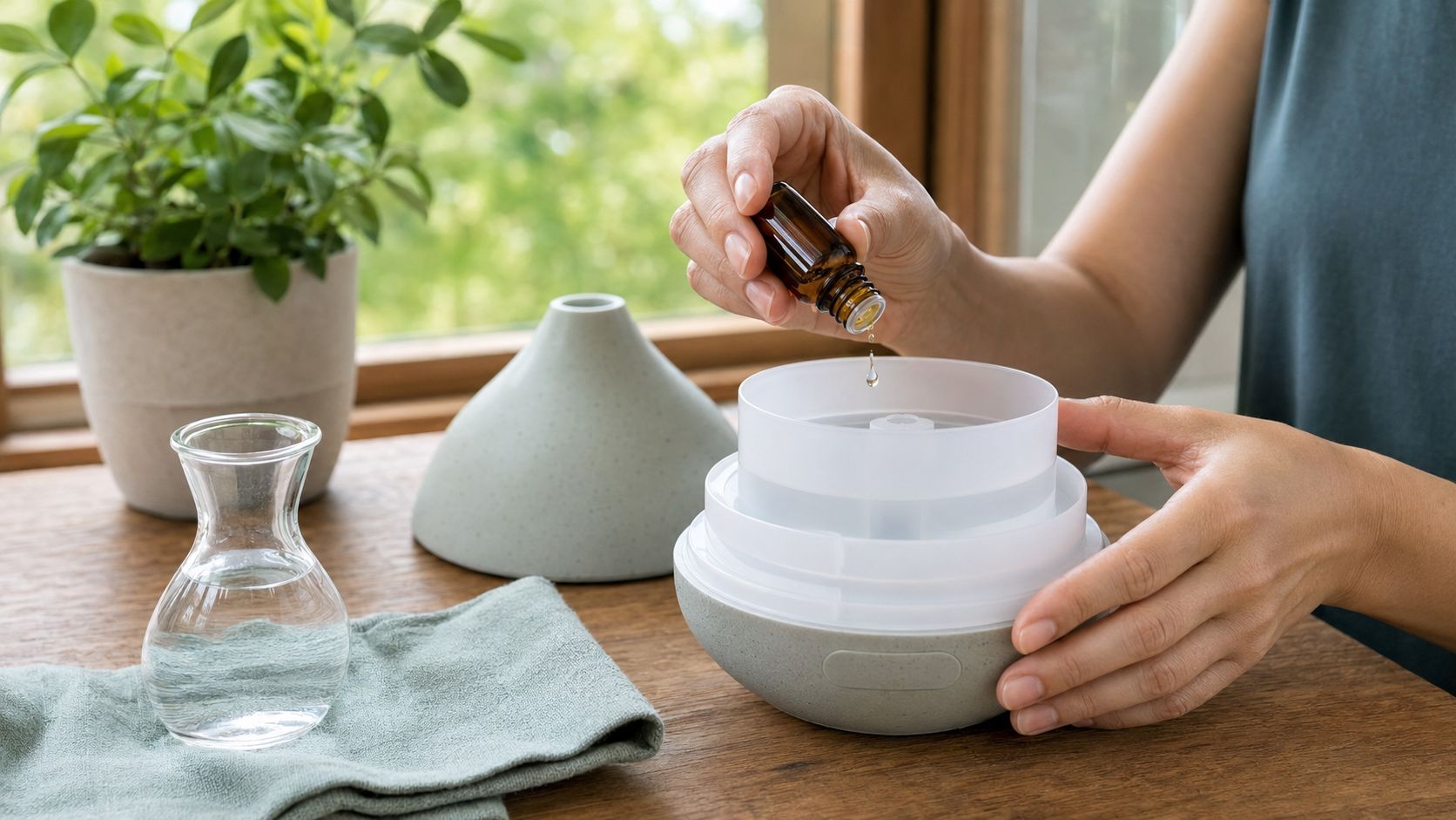 a person is mixing aromatherapy products and diffusers oil