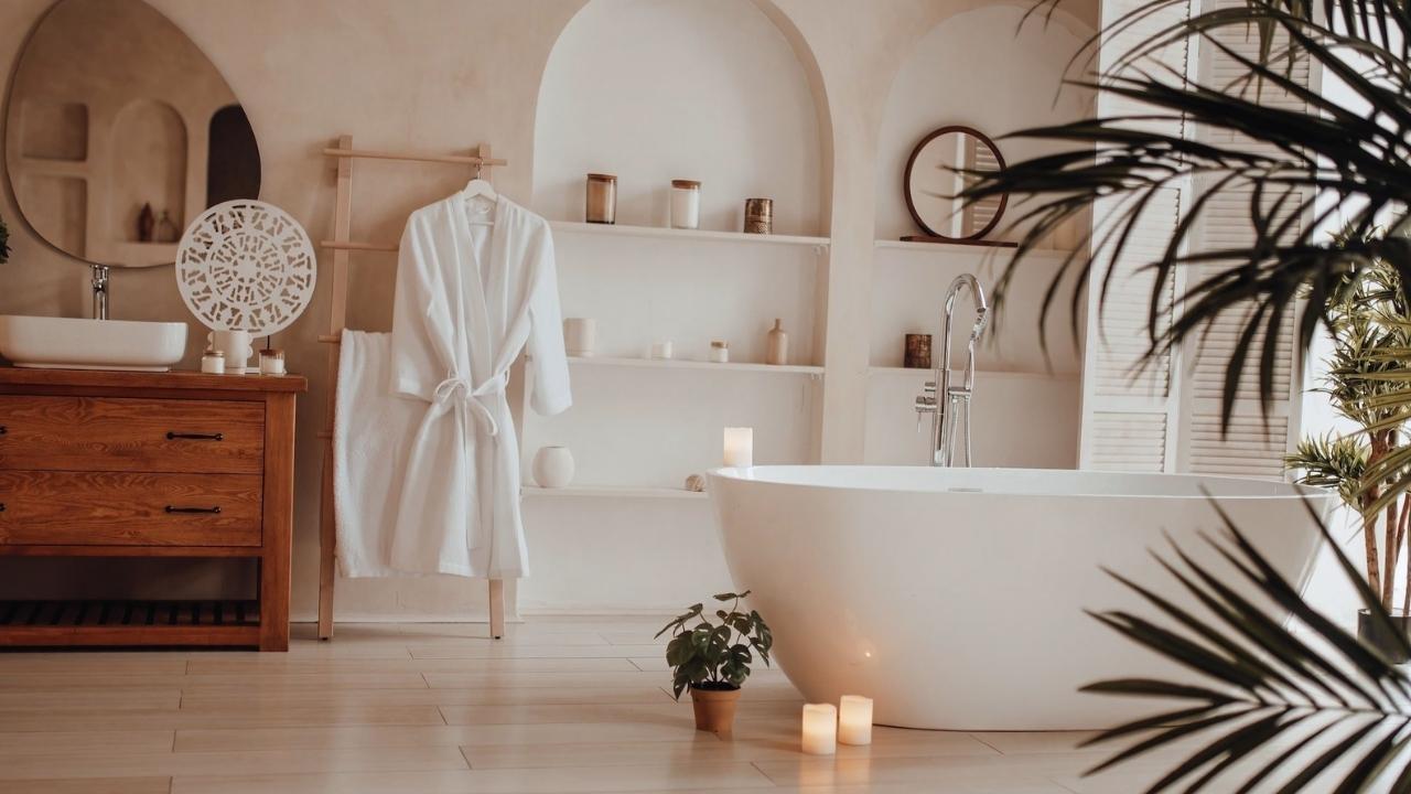 spa inspired bathroom lighting