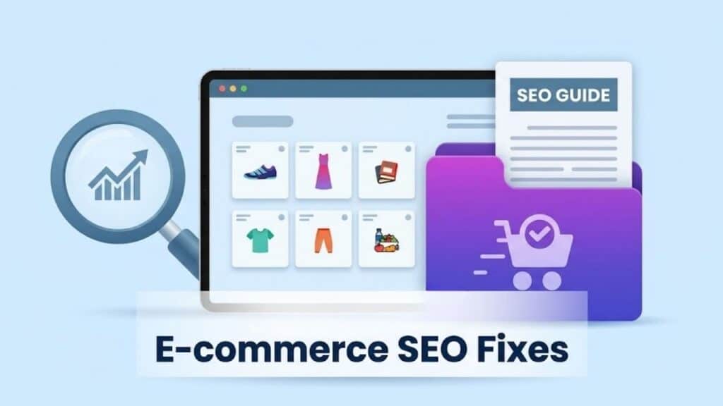 E-commerce SEO Fixes, including an SEO Guide and performance graph