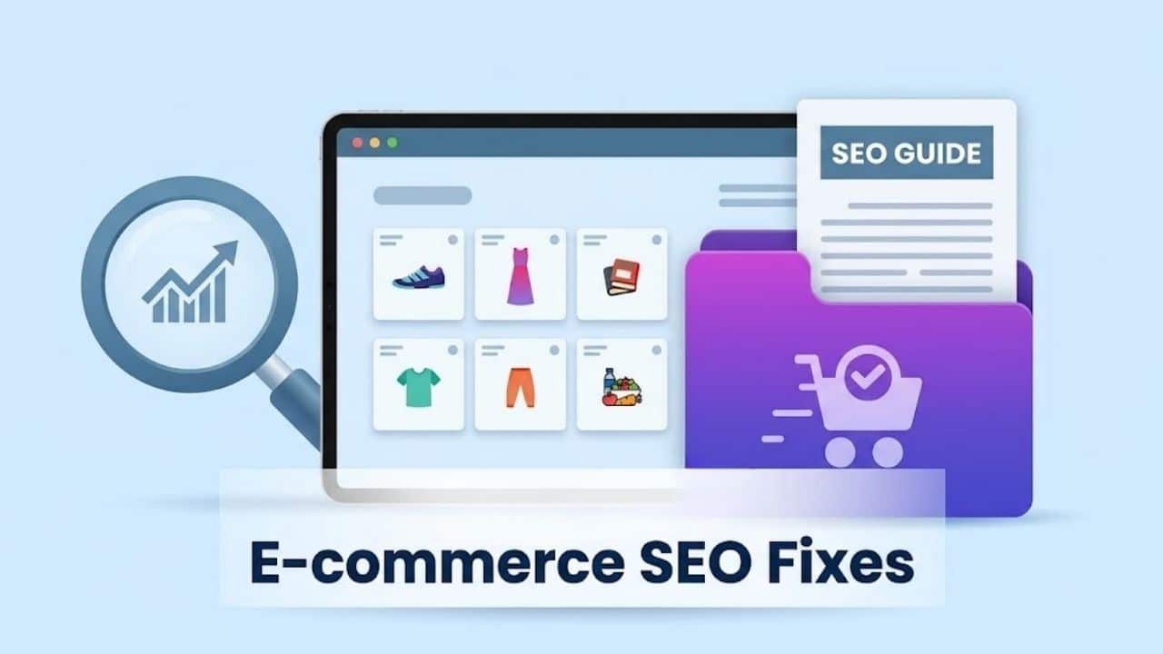E-commerce SEO Fixes, including an SEO Guide and performance graph