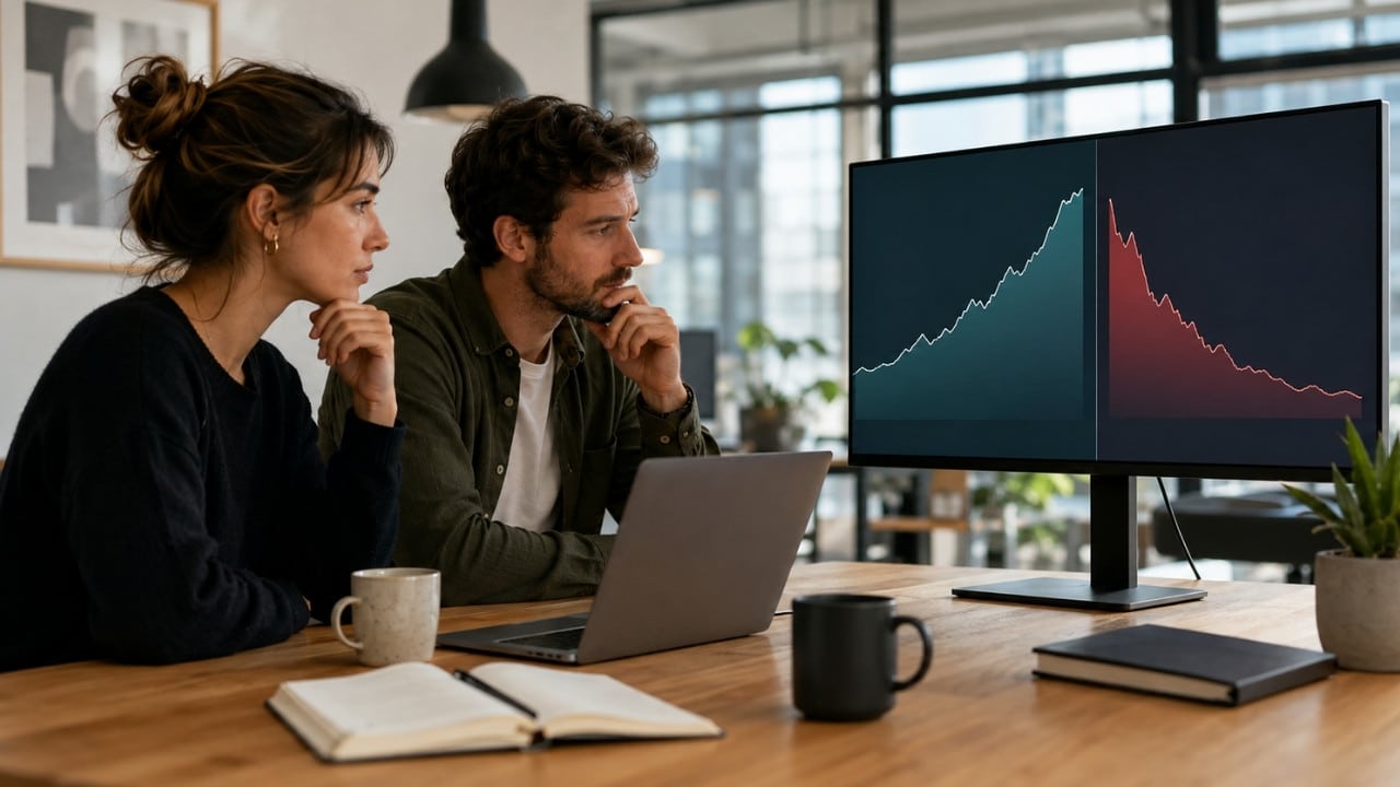 Bootstrapping vs VC for SaaS founders reviewing growth and burn trends, showing how funding choices can affect control, spending, and sustainable company growth